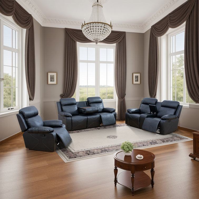 Latitude Run® Mickela 3 Piece Faux Leather Reclining Configurable